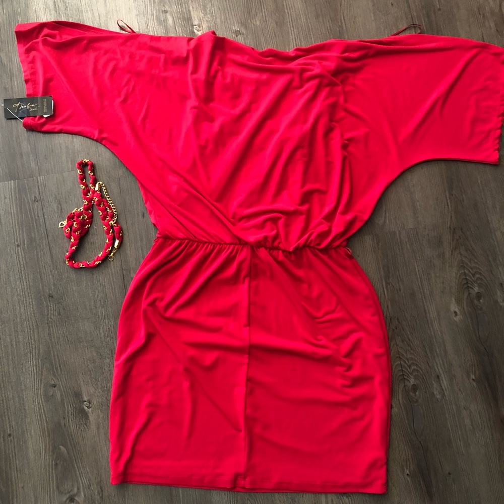 Cold Shoulder Studded Blouson Dress b95 - Picture 6 of 8